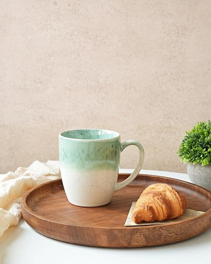 Bosmarlin Ceramic Coffee Mug Set of 4, 17 Oz, 4 Colors to Choose, Tea Cups, Dishwasher and Microwave Safe, Reactive Glaze (Green)