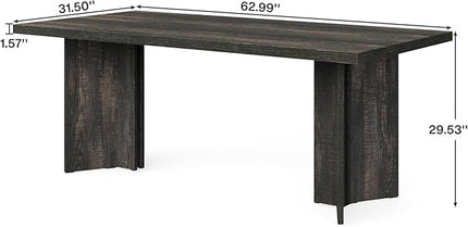 Tribesigns 63-inch Dining Table for 4-6, Farmhouse Kitchen Table with Large Tabletop, Rectangular Dinner Eating Table for Dining Room, Living Room, Kitchen, Dark Gray