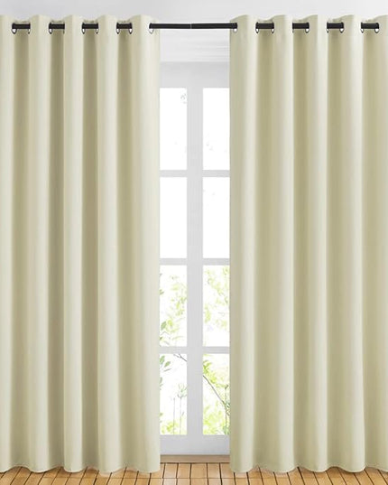 NICETOWN Blackout Curtains & Drapes 84 inch Long - Grommet Window Treatment Thermal Insulated Solid Grommet Blackout Curtains for Bedroom/Living Room (Beige, Set of 2, W66 x L84)