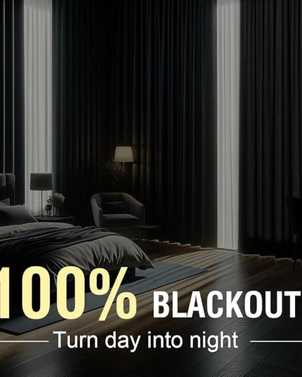 H.VERSAILTEX 100% Blackout Curtain for Bedroom 63 Inches Long Grommet Linen Face Full Light Blocking Curtain Drape for Living Room Thermal Insulated Linen Look Curtain 1 Panel, 52" W x 63" L, Ivory