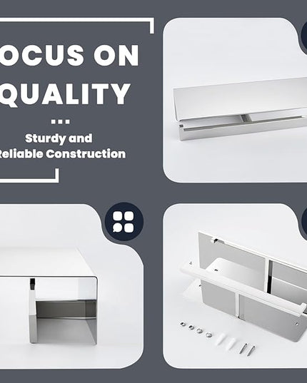 Suyar Double Toilet Paper Holder, SUS 304 Stainless Steel Bathroom Toilet Paper Roll Holder with Shelf, Polished Chrome