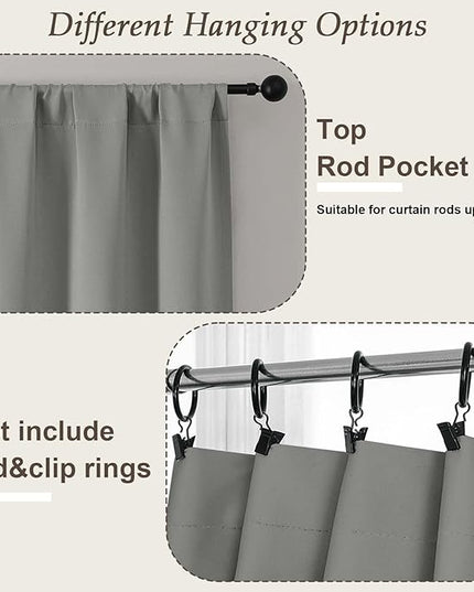 Gwine Light Grey Blackout Curtains for Bedroom 96 Inch Length, Room Darkening Energy Saving Black Out Curtains for Living Room, Window Treatment Drapes with Rod Pocket, Each 50" Wx96 L, 2PC