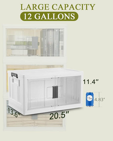 OlarHike 48QT Lockable Storage Bins with Lids - Folding Storage box with Doors and Wheels, Collapsible Plastic Storage Bins for Closets, Stackable Storage Organizer, Storage Containers, 4 Pack Cubes