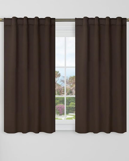 BGment 40 Inch Length Blackout Curtains for Cafe - 38 x 40 inch Short Window Curtains Rod Pocket and Back Tab Thermal Insulated Room Darkening Curtains for Kitchen Bathroom, 2 Panels, Brown