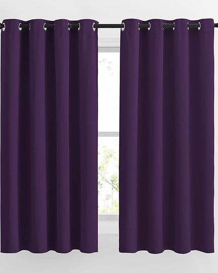 NICETOWN Blackout Curtains for Bedroom, Grommet Top Room Darkening Thermal Insulated Solid Window Treatments for Bedroom/Kids Room, Royal Purple, 2 Panels, W46 x L63