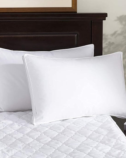 puredown® Goose Feather Down Pillows, Soft Gusseted Bed Pillows for Sleeping with 100% Cotton Shell, Set of 2, King Size