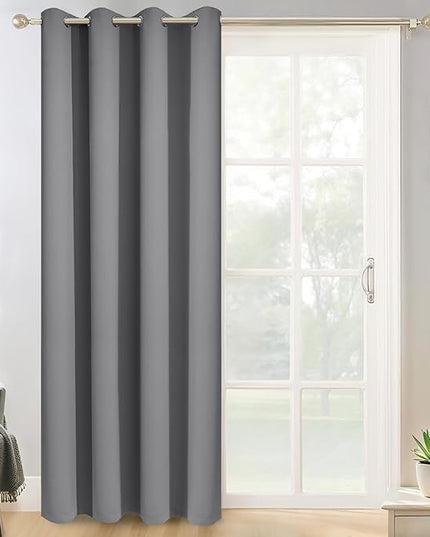 Yakamok Gray Blackout Curtain Panels 84 inches - Light Reducing Thermal Insulated Solid Grommet Blackout Curtains/Panels/Drapes for Living Room 1 Panel, 52 inches by 84 Inch, Grey