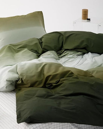 CLOTHKNOW Green White Twin/Twin XL Comforter Set Gradient Green Bedding Comforter Sets Hunter Green White Bed Comforter Sets