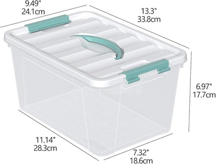 Ramddy 6-Pack 14 Quart Plastic Storage Bin with Handle, Clear Latching Container Box