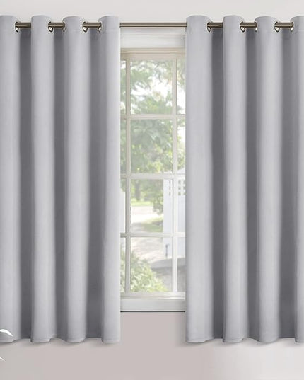 YoungsTex Light Grey Blackout Curtains for Living Room 63 Inch Length - Thermal Insulated with Grommet Room Darkening Drapes for Bedroom Window, 2 Panels, 52 x 63 Inch