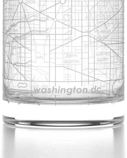 Well Told Engraved Washington DC Map Rocks Glass, Old Fashioned Whiskey Glass (11 oz, Clear) Etched Whiskey Glass, Gifts For Whiskey Lovers