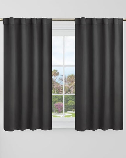 BGment 40 Inch Length Blackout Curtains for Cafe - 34 x 40 inch Short Curtains Rod Pocket and Back Tab Thermal Insulated Room Darkening Curtains for Kitchen Bathroom, 2 Window Panels, Dark Grey