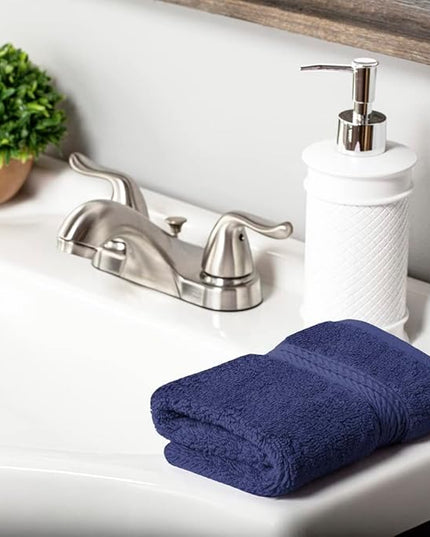Superior Egyptian Cotton Pile Face Towel/Washcloth Set of 6, Ultra Soft Luxury Towels, Thick Plush Essentials, Absorbent Heavyweight, Guest Bath, Hotel, Spa, Home Bathroom, Shower Basics, Navy Blue