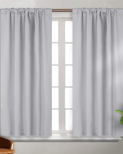 BGment Rod Pocket and Back Tab Blackout Curtains for Bedroom - Thermal Insulated Room Darkening Curtains for Living Room, 2 Window Curtain Panels (38 x 54 Inch, Light Grey)