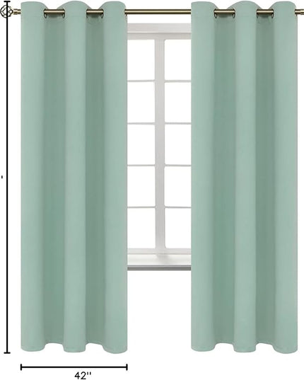 BGment Blackout Curtains - Grommet Thermal Insulated Room Darkening Bedroom and Living Room Curtains, Set of 2 Panels (42 x 72 Inch, Frosty Green)