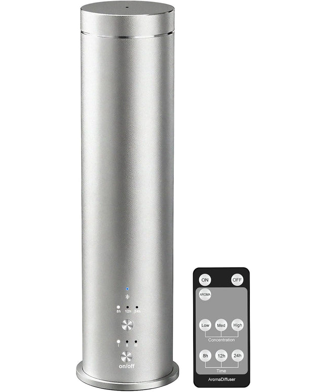 Waterless Essential Oil Diffuser Large Room Scent Diffuser for Home, Office, Hotel and Spas - Aromatherapy Diffuser Fragrance Oil Machine, Remote Control, Timer, Silver