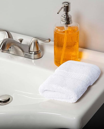 Superior Egyptian Cotton Pile Face Towel/Washcloth Set of 6, Ultra Soft Luxury Towels, Thick Plush Essentials, Absorbent Heavyweight, Guest Bath, Hotel, Spa, Home Bathroom, Shower Basics, White
