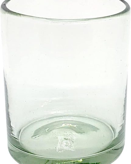 Clear 10 oz Tumblers (set of 6), Hand Blown Mexican Glassware, Recycled Glass Drinking Glasses, Lead-Free, Cocktail Margarita Glasses, Wine Glasses, Shot Glasses, Whiskey Glasses (Tumbler)