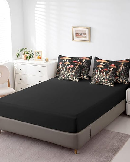 Feelyou Gothic Nature Kids Comforter Set 7pcs, Boho Butterfly Moth Flower Bed Set Full for Boys Girl, Boho Moon Bedding with 1 Comforter,1 Fitted Sheet,1 Flat Sheet,2 Pillowcases,2 Throw Pillow Cover