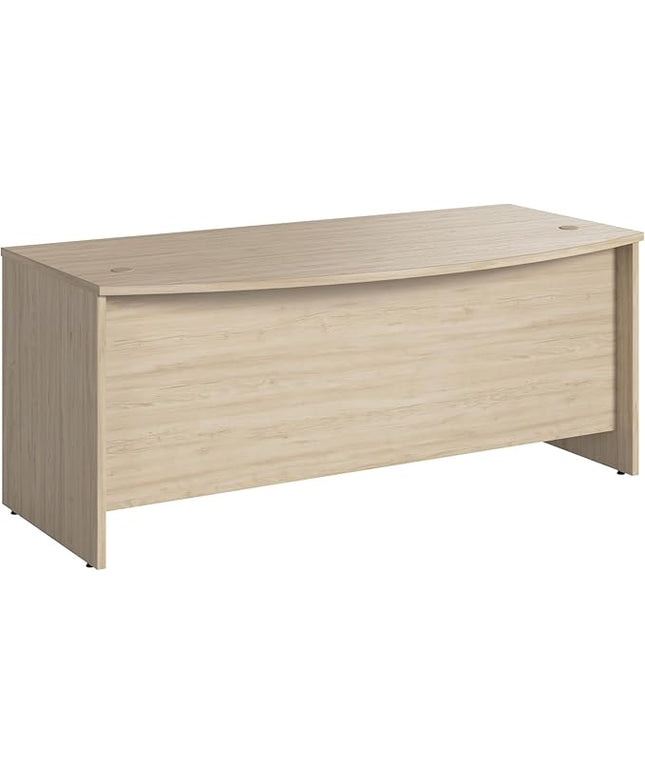 Bush Business Furniture Studio C 72W x 36D Bow Front Desk in Natural Elm, Computer Table for Home or Professional Office