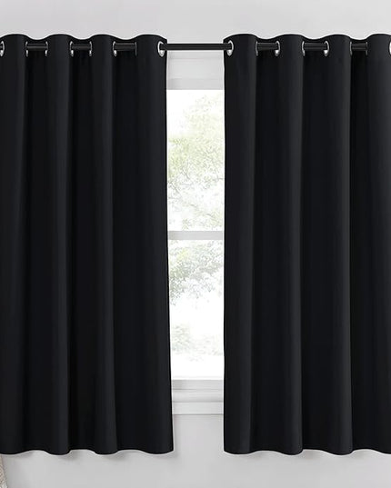 NICETOWN Black Out Curtains 63 inch Long - Grommet Thermal Insulated Modern Room Darkening Window Treatments Soundproof Drape for Bedroom/Nursery, W52 x L63, 1 Piece