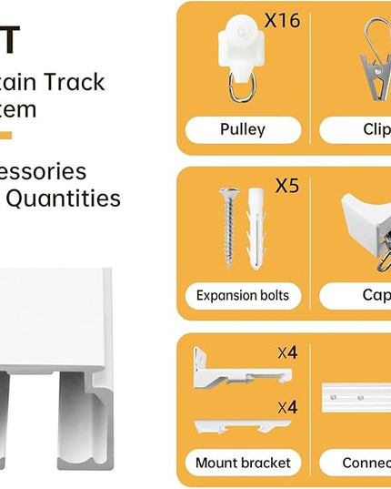 Curtain Tracks Ceiling Wall Mounted Heavy-Duty Curtains Rails Room Divider Track for Living Bedroom Shower White 3ft To 6ft