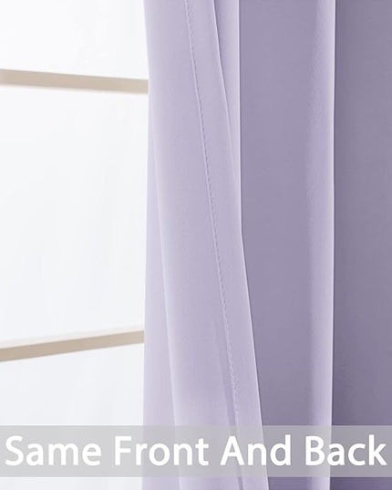 Yakamok Light Blocking Room Darkening Thermal Curtains - Blackout Curtains with Grommet Top for Bedroom/Living Room (62Wx84L, Lilac, 2 Panels)