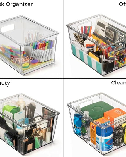 ClearSpace Plastic Storage Bins with Lids X-Large – Perfect Kitchen Organization, Desk Organizer or Pantry Storage – Desktop Organizer, Pantry Organization and Storage Bins, Cabinet Organizers