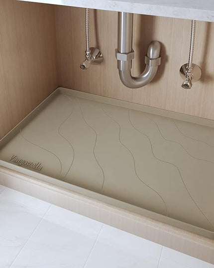 Heavy Duty Silicone Under Sink Mats for Kitchen Waterproof 40" x 19", Extra Thick Under Sink Rubber Mat Drip Tray, Raised Edge Under Sink Liner,Prevent Drips, Leaks, Spills,Brown