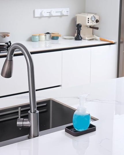 Silicone Kitchen Sink Organizer Tray for Multiple Usage,Easy Clean Sponges Holder for Kitchen Bathroom Counter or Sink,Dish Soap Dispenser,Scrubber,Bottle,Cup Coffee 4.9”x 3.2”