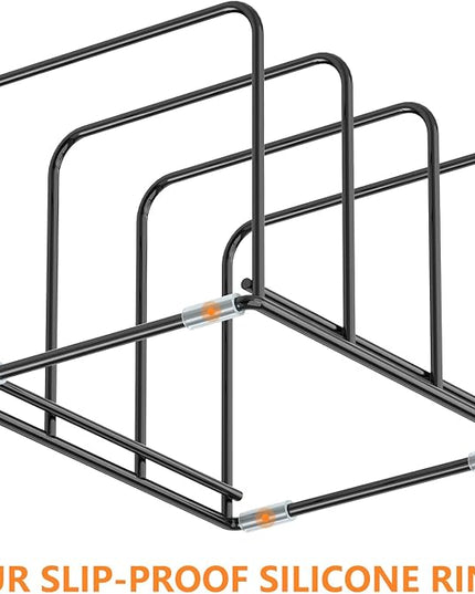Kitchen Cabinet Organizer, 2PCS Steel Cookware Holder, Divided Holder with 3 Slots for Skillets Baking Tray and Chopping Board Rack - Pan Holder Storage (2.2 Inch Width Slots)