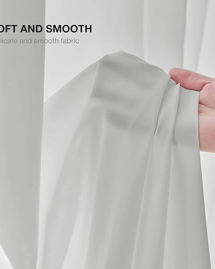 Anmao Non-See-Through Privacy Semi Sheer Curtains for Living Room 90 Inch Length 2 Panels Set, Light Filtering That Let Light in Rod Pocket Window Drapes for Bedroom, 52W x 90L, Light Grey
