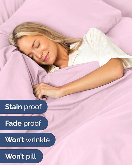 Extra Deep Twin Sheet Set - 4 Piece Breathable & Cooling Sheets - Hotel Luxury Bed Sheets Set - Easy & Secure Fit - Soft, Wrinkle Free & Comfy Sheets Set - Light Pink Sheet Set with Extra Deep Pockets