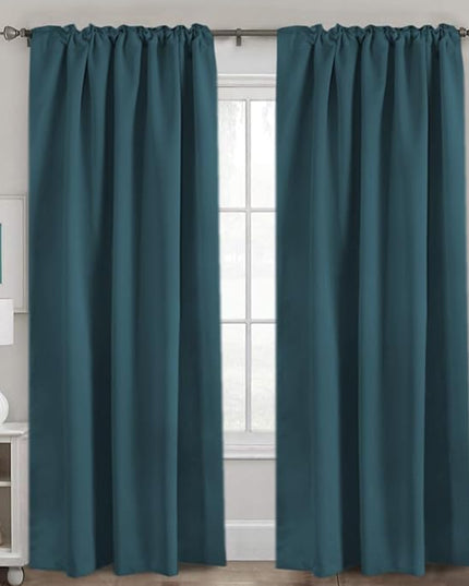 H.VERSAILTEX Blackout Curtains Thermal Insulated Window Treatment Panels Room Darkening Blackout Drapes for Living Room Back Tab/Rod Pocket Bedroom Draperies, 52 x 84 Inch, Dark Teal, 2 Panels