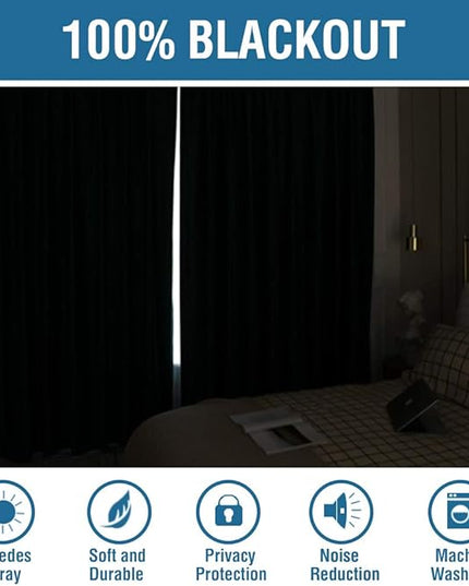 H.VERSAILTEX 100% Blackout Curtains for Bedroom 96 Inches Long Grommet Linen Face Full Light Blocking Curtain Drapes for Living Room Thermal Insulated Linen Look Curtains 2 Panels Set, Teal Blue