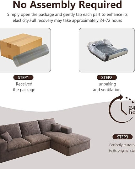 136.6'' L-Shaped Modern Modular Sectional Cloud Couch, 4-Seat Chenille Deep-Seat Sofa with Pillow for Living Room, Bedroom, Apartment, Camel