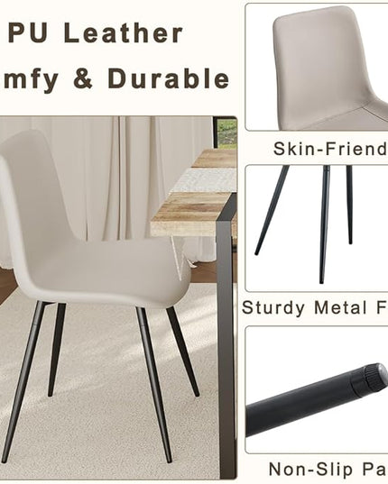 FURNITO Wood Dining Table Set for 8, 71" Large Rectangular Kitchen & Dining Room Table with 8 PU Leather Chairs, Modern Farmhouse Dining Set for Home, Living Room, Office, or Conference Room