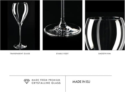 Krosno Red Wine Glasses, Set of 4, 16.2 oz, Perla Collection, Elegant Rounded Shape, Durable Crystalline Glass, Unique Design, Dishwasher Safe, Made in Europe