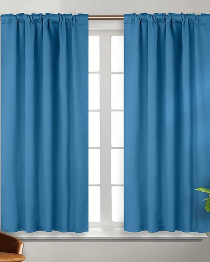 BGment Window Curtains for Bedroom - 54 Inch Rod Pocket and Back Tab Thermal Insulated Room Darkening Curtains for Living Room, 2 Curtain Panels (38 x 54 Inch, Steel Blue)