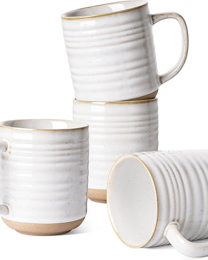 LE TAUCI Coffee Mugs 18 oz,Ceramic Mug Set, Coffee Cups for Latte, Hot Tea, Cappuccino, Mocha, Cocoa, Dishwasher Safe, Suit For Housewarming Wedding- 3.8 inch, Set of 4, Arctic White