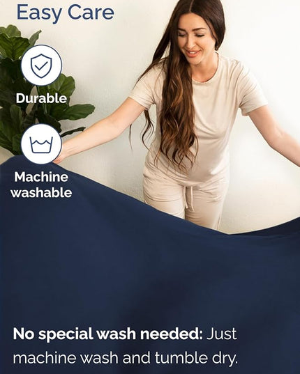 Extra Deep Split King Sheet Set - 7 Piece Breathable and Cooling Sheets - Hotel Luxury Bed Sheets Set - Easy Fit - Soft, Wrinkle Free and Comfy Sheets Set - Navy Blue Sheet Set with Extra Deep Pockets