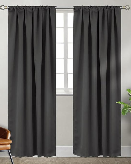 BGment Grey Curtains for Living Room 84 inch Length 2 Panels - Thermal Insulated Curtains for Bedroom Rod Pocket and Back Tab Room Darkening Drapes, 42 x 84 Inch, Dark Grey