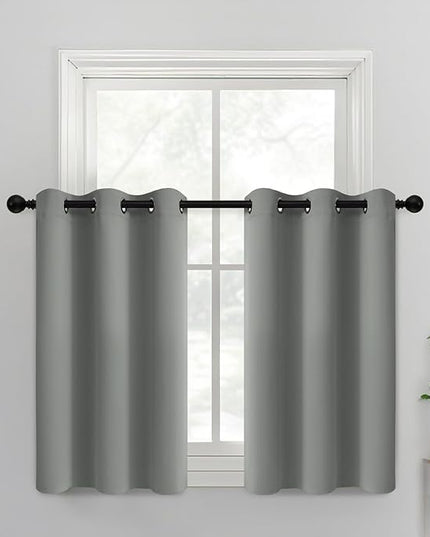 Yakamok Dove Grey Room Darking 36 Inch Length 2 Panel Sets for Livingroom Dining Room Darkening Thermal Insulated Bay Window Hotel Modern Elegant Black Out Sunblock Curtins/Bedroom,38 x 36 Inches
