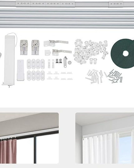 Electric Curtain Track with Remote Control 7-13ft Adjustable Length, Motorized Curtain System Compatible with for App and Voice Controlled Automation