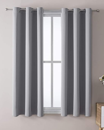 ChrisDowa Grommet Blackout Curtains for Bedroom and Living Room - 2 Panels Set Thermal Insulated Room Darkening Curtains (Light Grey, 42W x 63L)