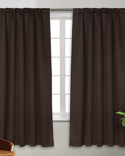 BGment Rod Pocket and Back Tab Blackout Curtains for Bedroom - Thermal Insulated Room Darkening Curtains for Living Room, 2 Window Curtain Panels (42 x 63 Inch, Brown)