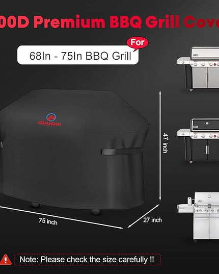Comnova Grill Cover 75 Inch, 7109 BBQ Cover for Weber Summit 600 Series 6 Burner Grills, 600D Heavy Duty & Waterproof Barbeque Cover for Weber, Char-Broil, Monument, Brinkmann, Dyna-glo, and Nexgrill