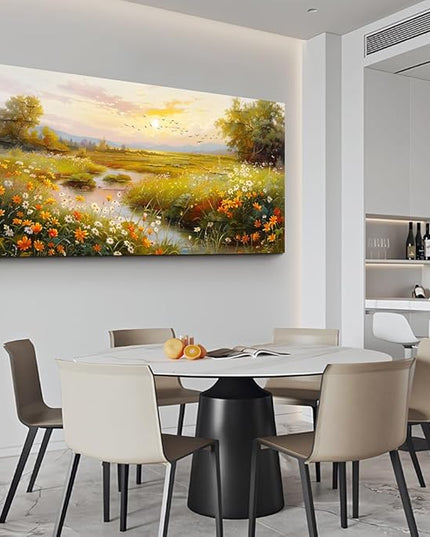 ERQINHUA Large Canvas Wall Decor For Living Room Wall Art For Bedroom Flower landscape Watercolour Painting Office Farmhouse Mural Countryside Sunrise Scenery Wall Picture Artwork Home Decor30 X60