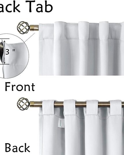BGment White Curtains 84 inch Length - 42 x 84 inch Rod Pocket and Back Tab Thermal Insulated Room Darkening Curtains for Living Room, 2 Panels Set, Greyish White