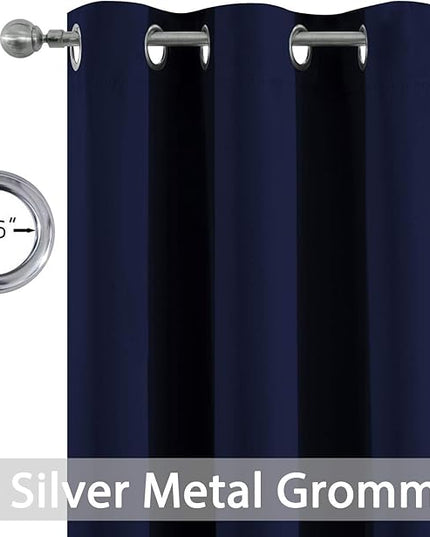 Yakamok Room Darkening Extra Wide Blackout Curtains for Living Room, Sliding Glass Door Home Blackout Curtains for Villa/Hall(Navy Blue, 100 inches x 84 inches)